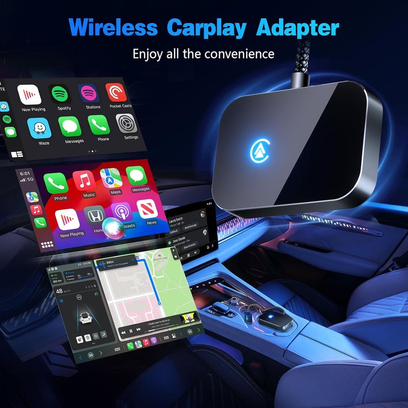 KPBOTL محول CarPlay اللاسلكي لجهاز iPhone، توصيل وتشغيل تحويل من CarPlay سلكي إلى لاسلكي، دون تأخير، محول Carplay اللاسلكي المصغر لجهاز iPhone iOS 10+ والسيارات من 2016 (إيبوني) - Image 2